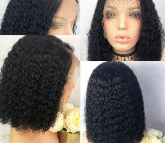 Curly Brazilian Lace Front Wet and Wavy Short Bob Human Hair Wig - Cindy