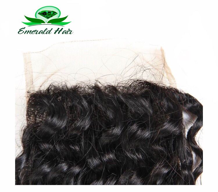 Brazilian Deep Wave Remy 100% Human Hair 3 Bundles With Lace Closure - Middle/Free Part