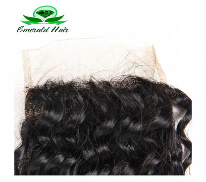 Brazilian Deep Wave Remy 100% Human Hair 3 Bundles With Lace Closure - Middle/Free Part