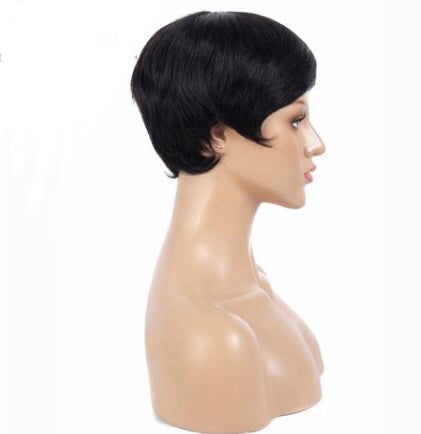 Short Straight Brazilian Human Remy None Lace Wig -  4inch