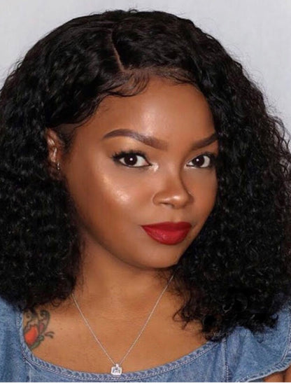 Curly Brazilian Lace Front Wet and Wavy Short Bob Human Hair Wig - Cindy