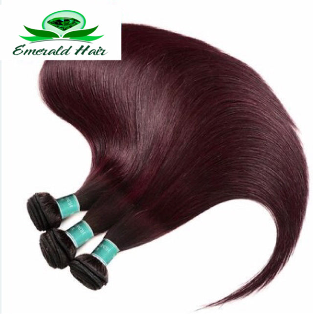 Brazilian Remy Coloured Straight Hair - 3 Bundles With 4*4 Lace Closure - 1B/99J