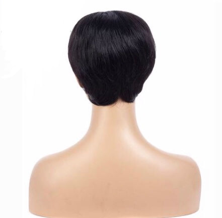 Short Straight Brazilian Human Remy None Lace Wig -  4inch