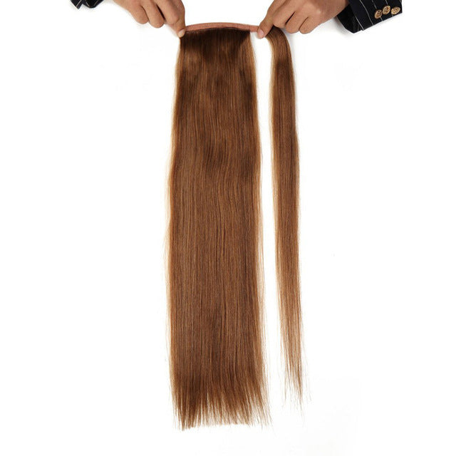 Wrap Around Clip In Ponytail Remy Human Hair Extensions