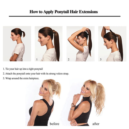 Wrap Around Clip In Ponytail Remy Human Hair Extensions