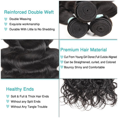 ALI GRACE Hair Brazilian Body Wave Hair 3 Bundles 100% Remy Human Hair Full Cuticle Aligned Human Hair Weaves Tangle Free