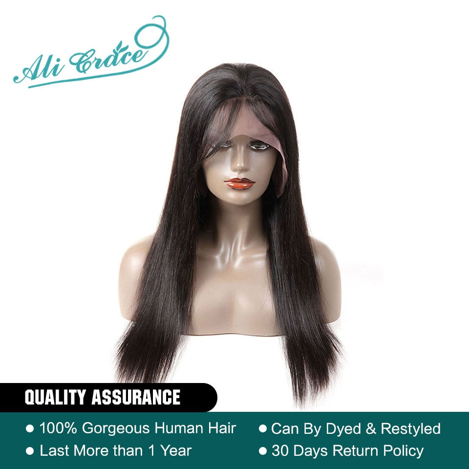 Ali Grace Brazilian Straight Human Hair Wigs 150% Density 13*4 Lace Front Wigs With Baby Hair Adjustable Cap 100% Remy Hair