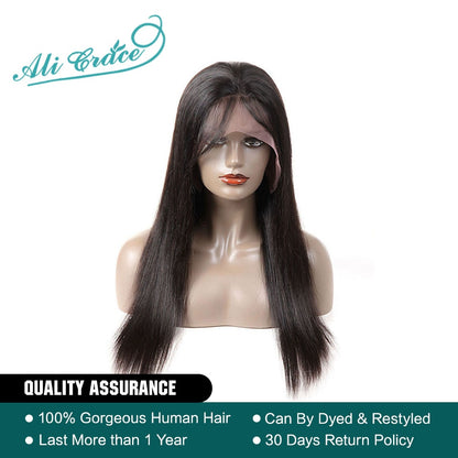 Ali Grace Brazilian Straight Human Hair Wigs 150% Density 13*4 Lace Front Wigs With Baby Hair Adjustable Cap 100% Remy Hair