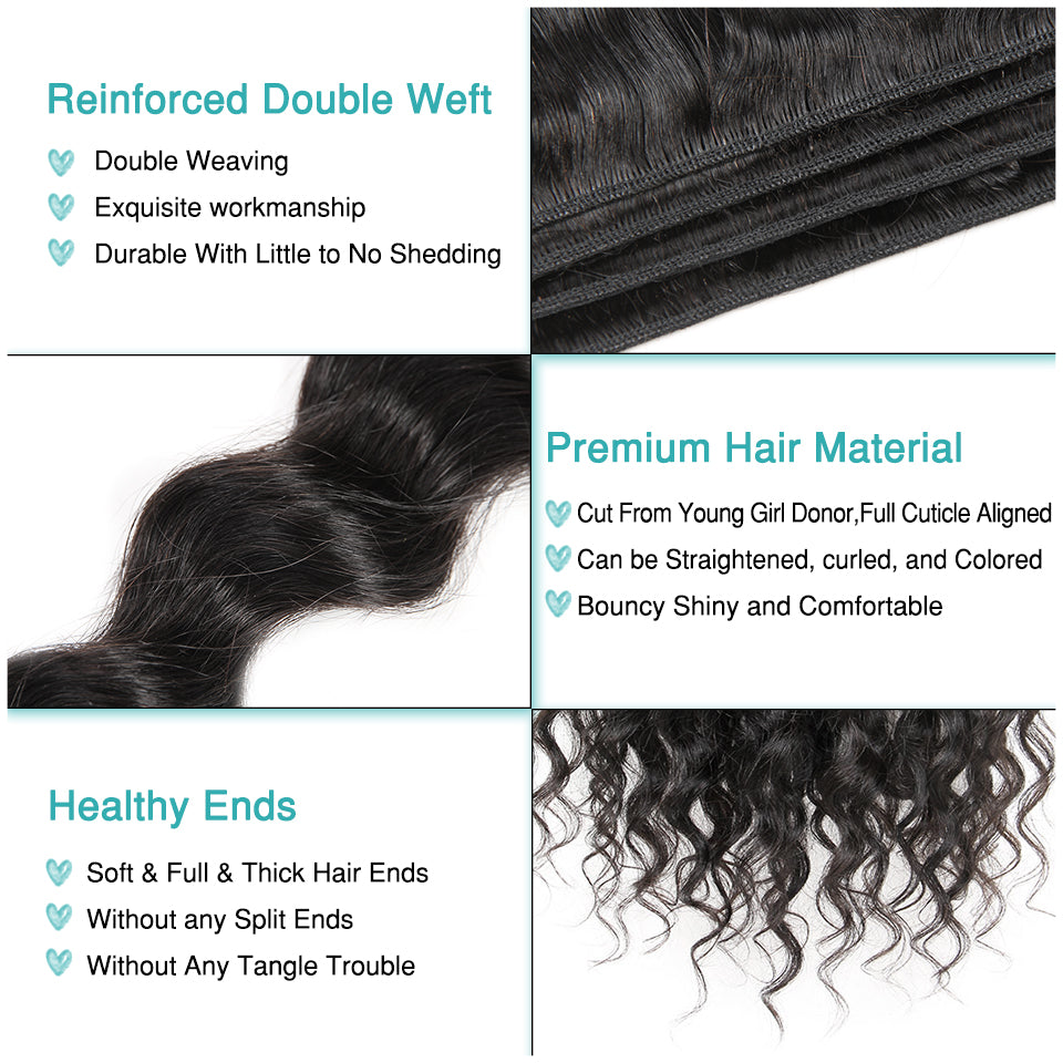 Ali Grace Hair Brazilian Loose Wave 3 Bundles 100% Remy Brazilian Hair 3 Pieces Pack Loose Wave Brazilian Hair Weave Bundles