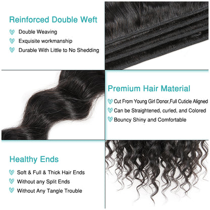 Ali Grace Hair Brazilian Loose Wave 3 Bundles 100% Remy Brazilian Hair 3 Pieces Pack Loose Wave Brazilian Hair Weave Bundles