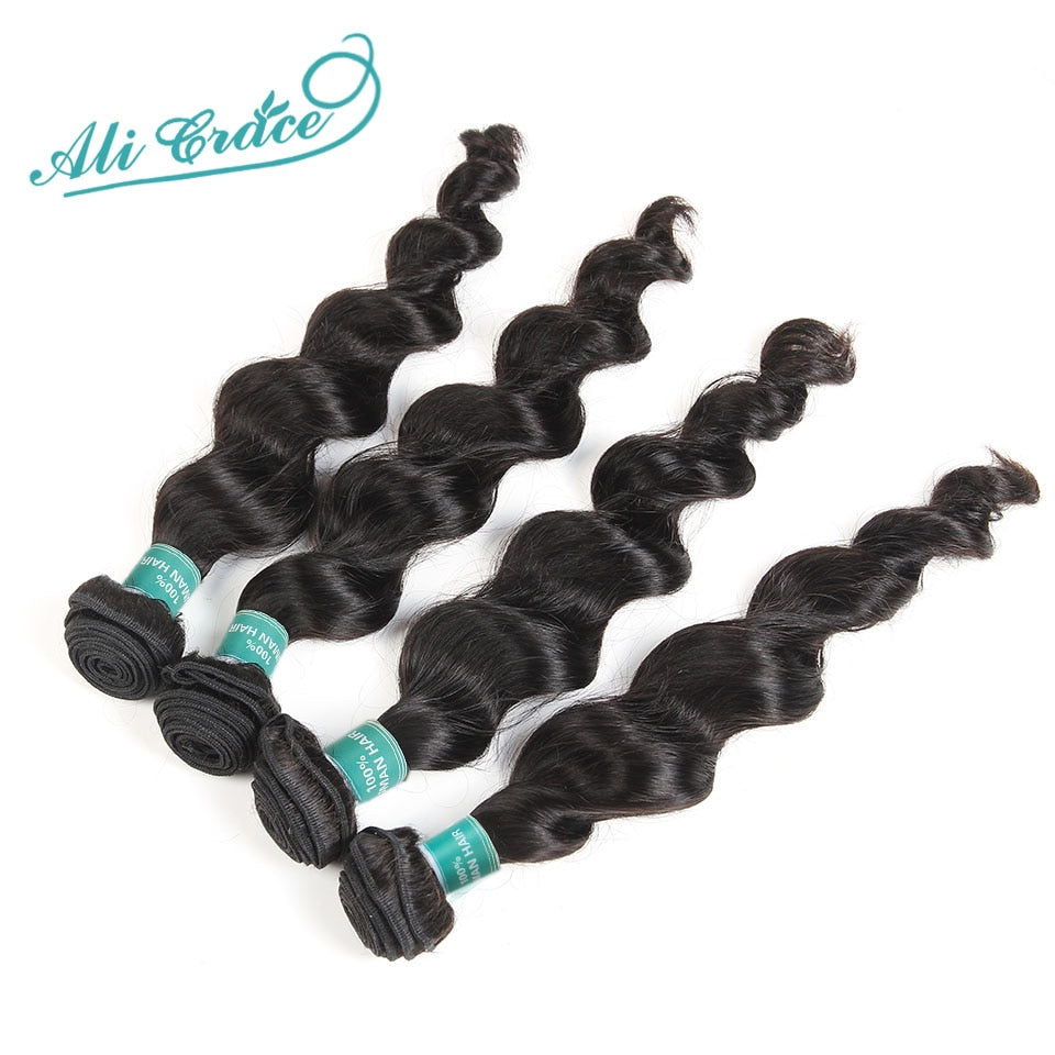 Ali Grace Hair Brazilian Loose Wave 3 Bundles 100% Remy Brazilian Hair 3 Pieces Pack Loose Wave Brazilian Hair Weave Bundles