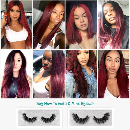 Brazilian Remy Coloured Straight Hair - 3 Bundles With 4*4 Lace Closure - 1B/99J