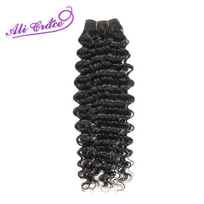 Ali Grace Hair Peruvian Deep Wave With Closure 3 Bundles With 13*4 Free Part Middle Part Ear to Ear Lace Frontal Remy Hair
