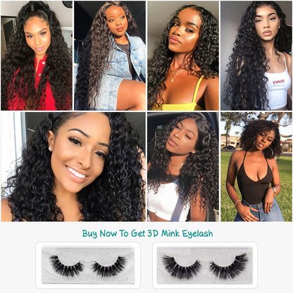 Ali Grace Hair Peruvian Deep Wave With Closure 3 Bundles With 13*4 Free Part Middle Part Ear to Ear Lace Frontal Remy Hair