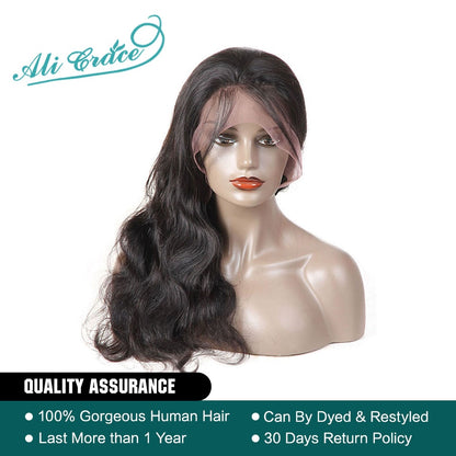 Ali Grace Lace Front Human Hair Wigs with Baby Hair Brazilian Lace Front Wig Body Wave Remy Hair Black for Women Brazilian Wig