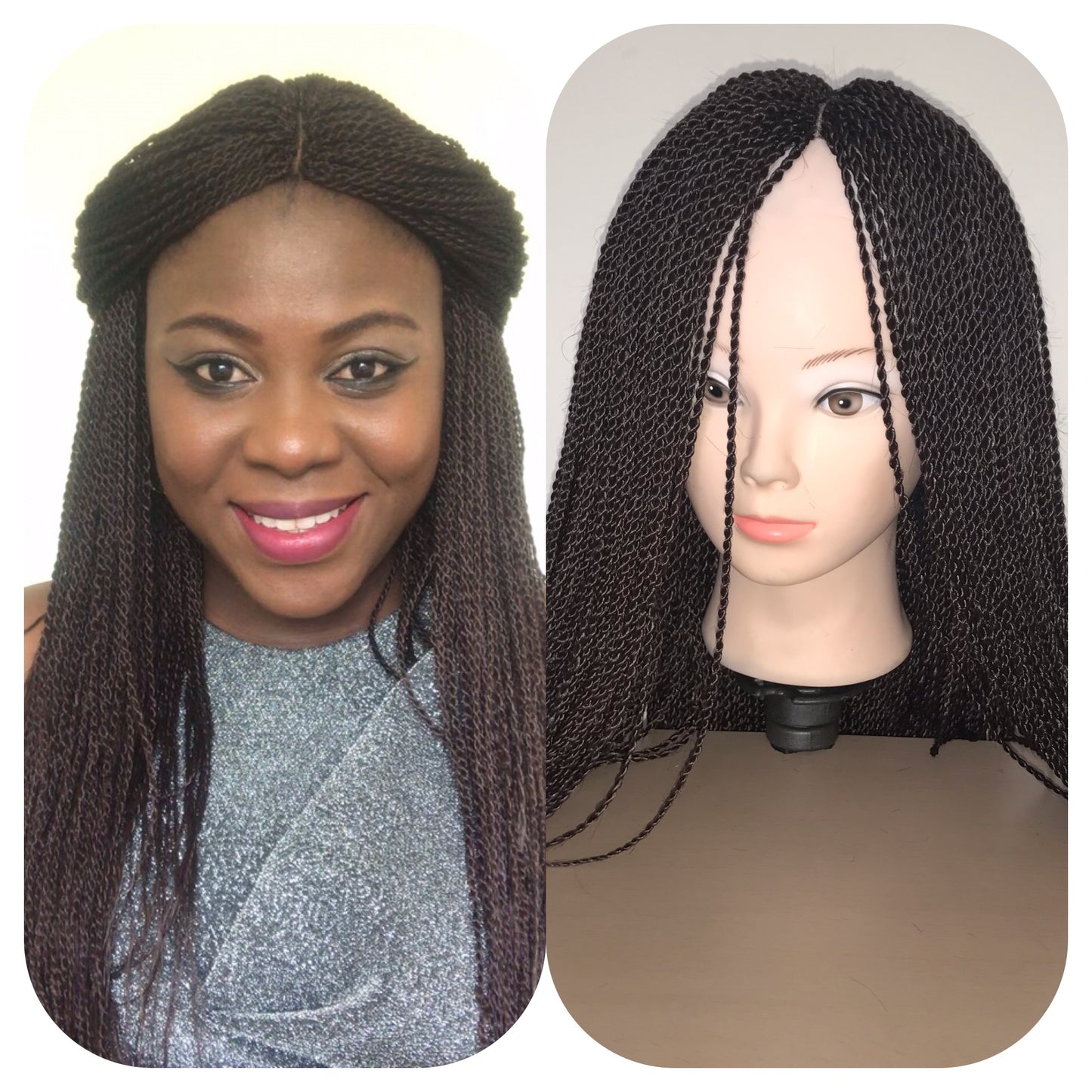 Braided Twists Wig - Human Hair Closure 26"