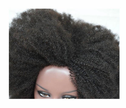 Afro Kinky Curly Brazilian Remy Human Hair Wig -  4C/4B Texture
