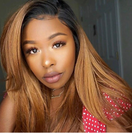 Honey Blonde Ombre Brazilian Remy Lace Front Wig - Deep Part -"Sapphire"