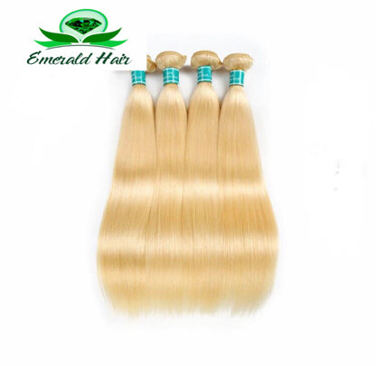Brazilian Blonde Straight 100% Remy Human Hair - 3 Bundles With Closure