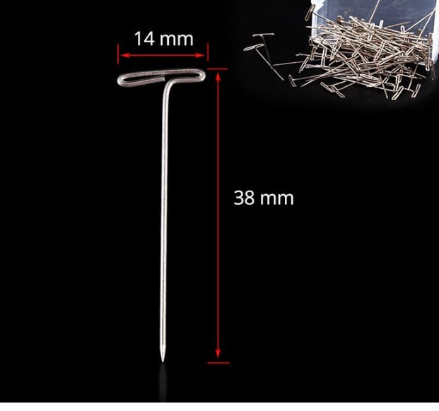 T Pins For Blocking Knitting, Modelling And Crafts and Holding Wigs - 50 Pcs