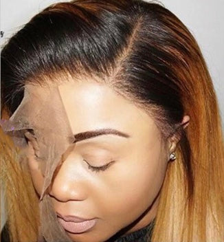 Honey Blonde Ombre Brazilian Remy Lace Front Wig - Deep Part -"Sapphire"
