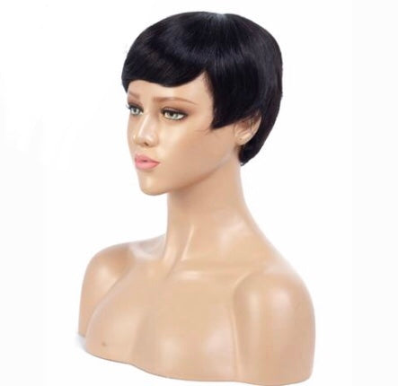 Short Straight Brazilian Human Remy None Lace Wig -  4inch