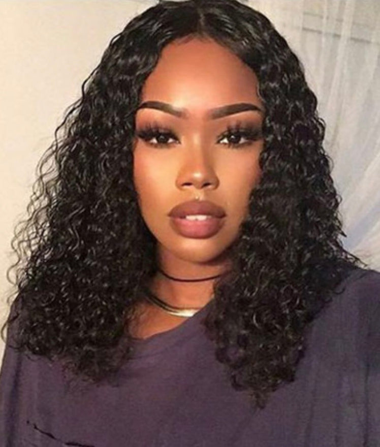 Curly Brazilian Lace Front Wet and Wavy Short Bob Human Hair Wig - Cindy
