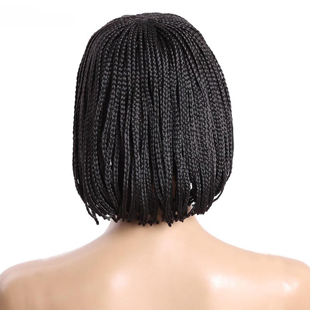 Black Short Bob Cosplay Wig - Micro Braided Box Braids