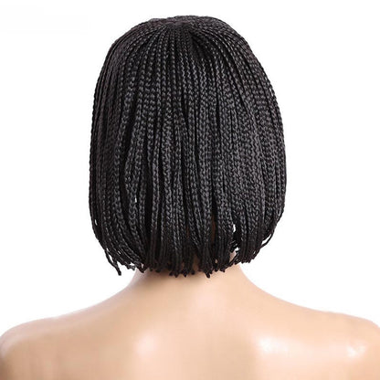 Black Short Bob Cosplay Wig - Micro Braided Box Braids