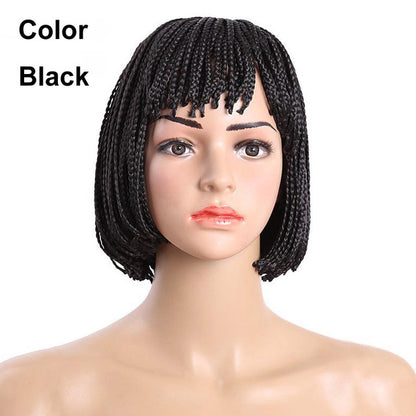 Black Short Bob Cosplay Wig - Micro Braided Box Braids