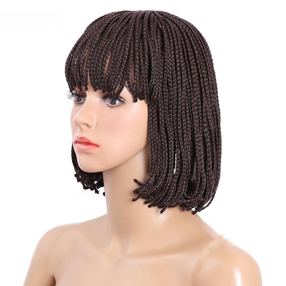 Black Short Bob Cosplay Wig - Micro Braided Box Braids