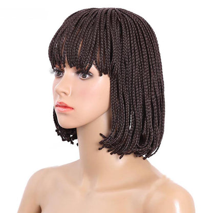 Black Short Bob Cosplay Wig - Micro Braided Box Braids