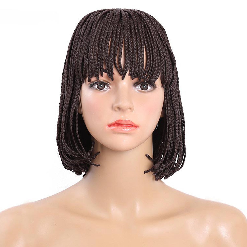 Black Short Bob Cosplay Wig - Micro Braided Box Braids