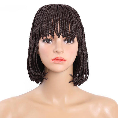 Black Short Bob Cosplay Wig - Micro Braided Box Braids
