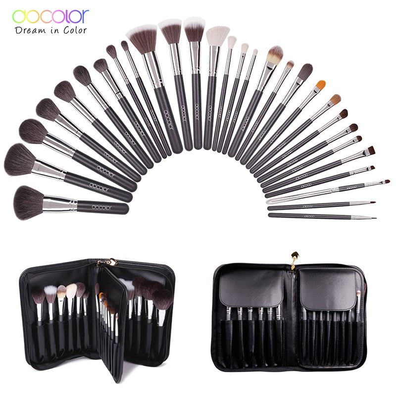 Docolor 29PCS makeup brush kit Professional Cosmetic Brush set  High Quality Makeup Set With Case nature bristle make up brushes