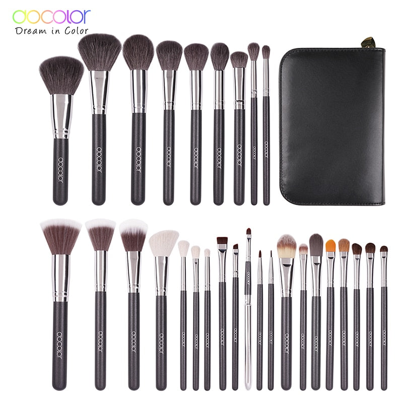 Docolor 29PCS makeup brush kit Professional Cosmetic Brush set  High Quality Makeup Set With Case nature bristle make up brushes