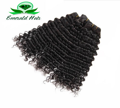 Brazilian Deep Wave Remy 100% Human Hair 3 Bundles With Lace Closure - Middle/Free Part