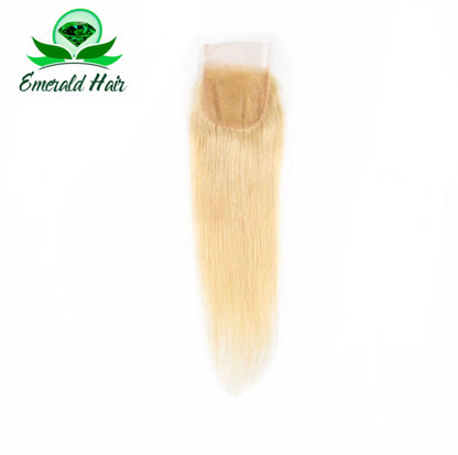 Brazilian Blonde Straight 100% Remy Human Hair - 3 Bundles With Closure