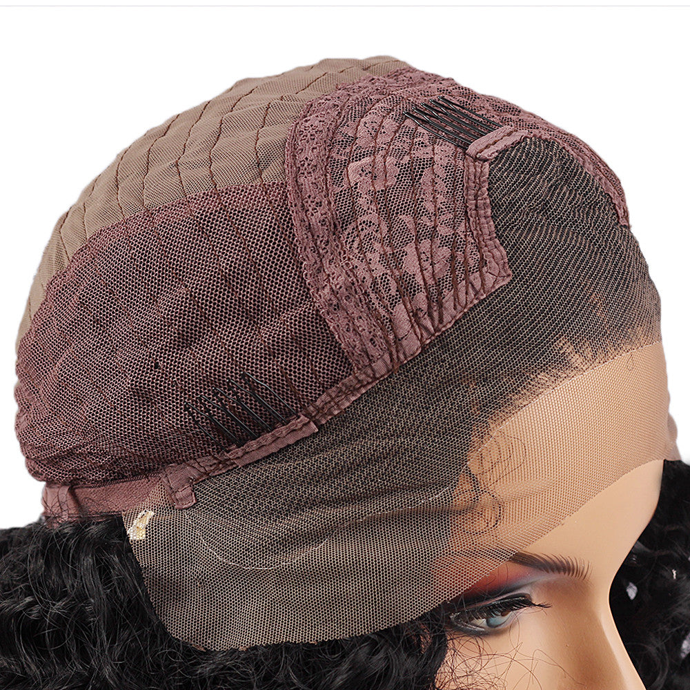 Kinky Curly Synthetic Lace Front Wig - Ombre Caramel Highlights