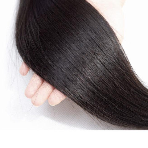 Peruvian Straight Hair Bundles With Closure - Natural Hair Colour