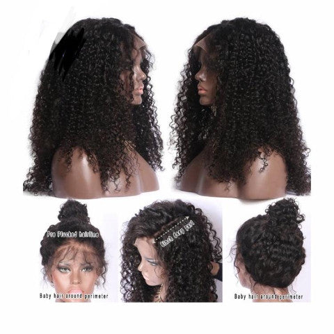 Kinky Curly Deep Part Pre Plucked Lace Front Brazilian Human Hair Wig- Violet
