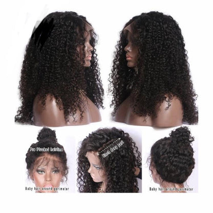 Kinky Curly Deep Part Pre Plucked Lace Front Brazilian Human Hair Wig- Violet