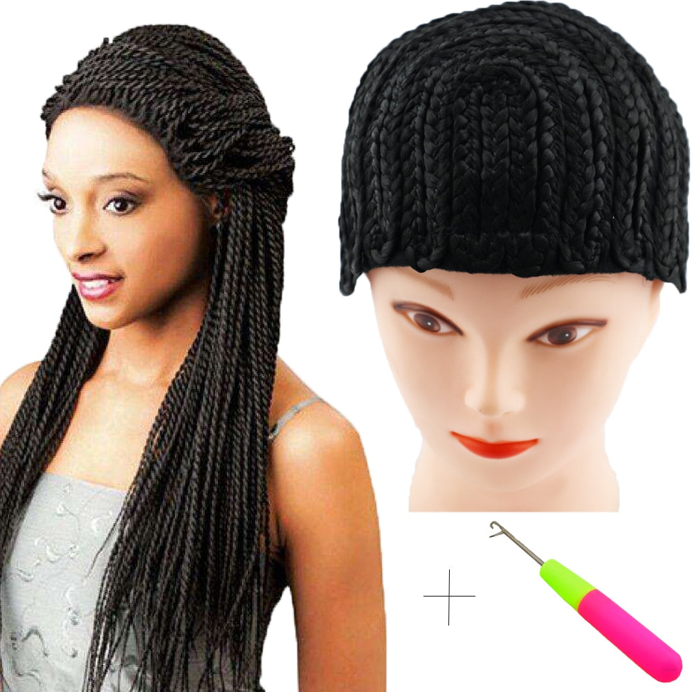 Cornrow Wig+1 needle Making Braid Synthetic Wig -  Adjustable Strap Glueless Cap