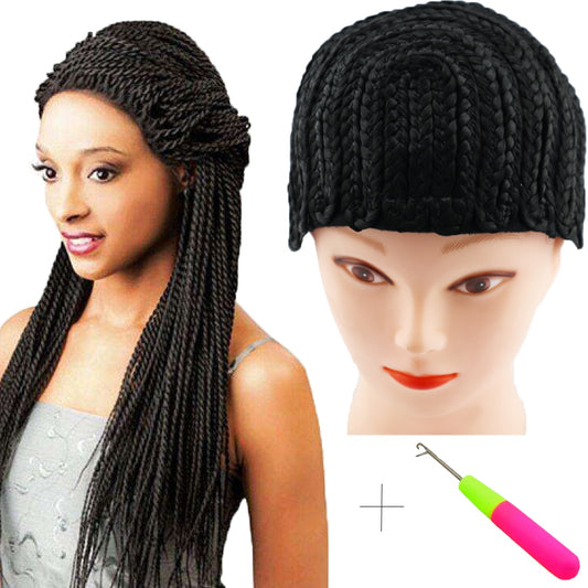 Cornrow Wig+1 needle Making Braid Synthetic Wig -  Adjustable Strap Glueless Cap