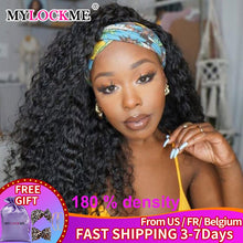 Load image into Gallery viewer, Headband Wig Human Hair Kinky Curly MYLOCKME Glueless Full Machine Made Brazilian Remy Human Hair Wigs For Women 180% Density
