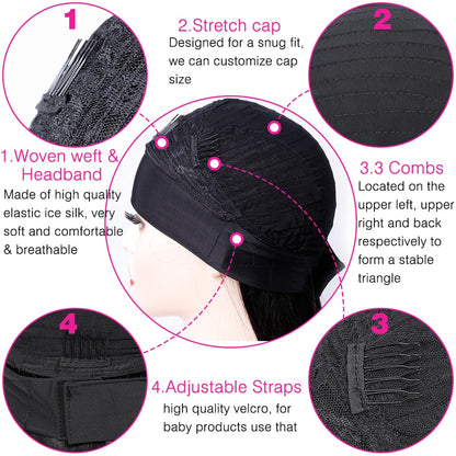 Brazilian Human Hair Headband Wigs -Various Curls