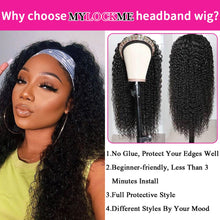 Load image into Gallery viewer, Headband Wig Human Hair Kinky Curly MYLOCKME Glueless Full Machine Made Brazilian Remy Human Hair Wigs For Women 180% Density
