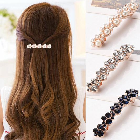 Korean Crystal Pearl Barrettes Popular Elegant Hair Clip