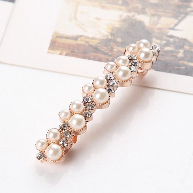 Korean Crystal Pearl Barrettes Popular Elegant Hair Clip