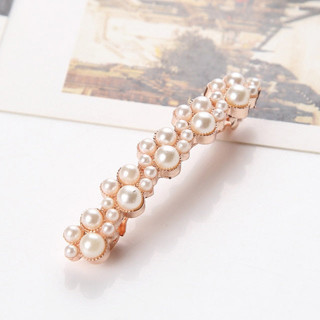 Korean Crystal Pearl Barrettes Popular Elegant Hair Clip